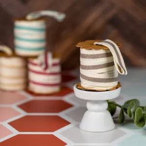 5 Meter Striped Fabric Ribbon - Mocha