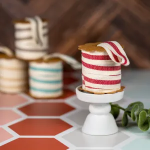 5 Meter Striped Fabric Ribbon - Red