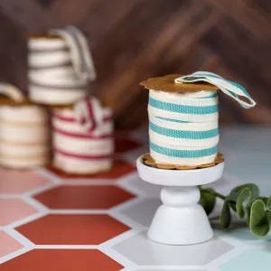 5 Meter Striped Fabric Ribbon - Turquoise