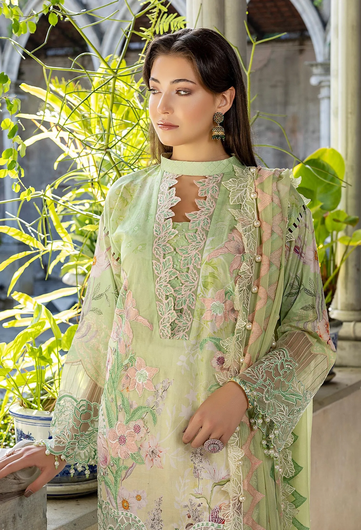 Adan's Libas Chantilly Lawn Collection 2022  – PISTACHIO CONTRAST