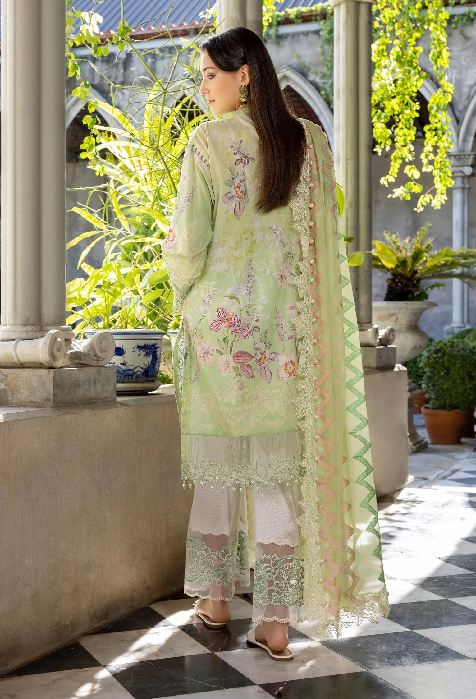 Adan's Libas Chantilly Lawn Collection 2022  – PISTACHIO CONTRAST