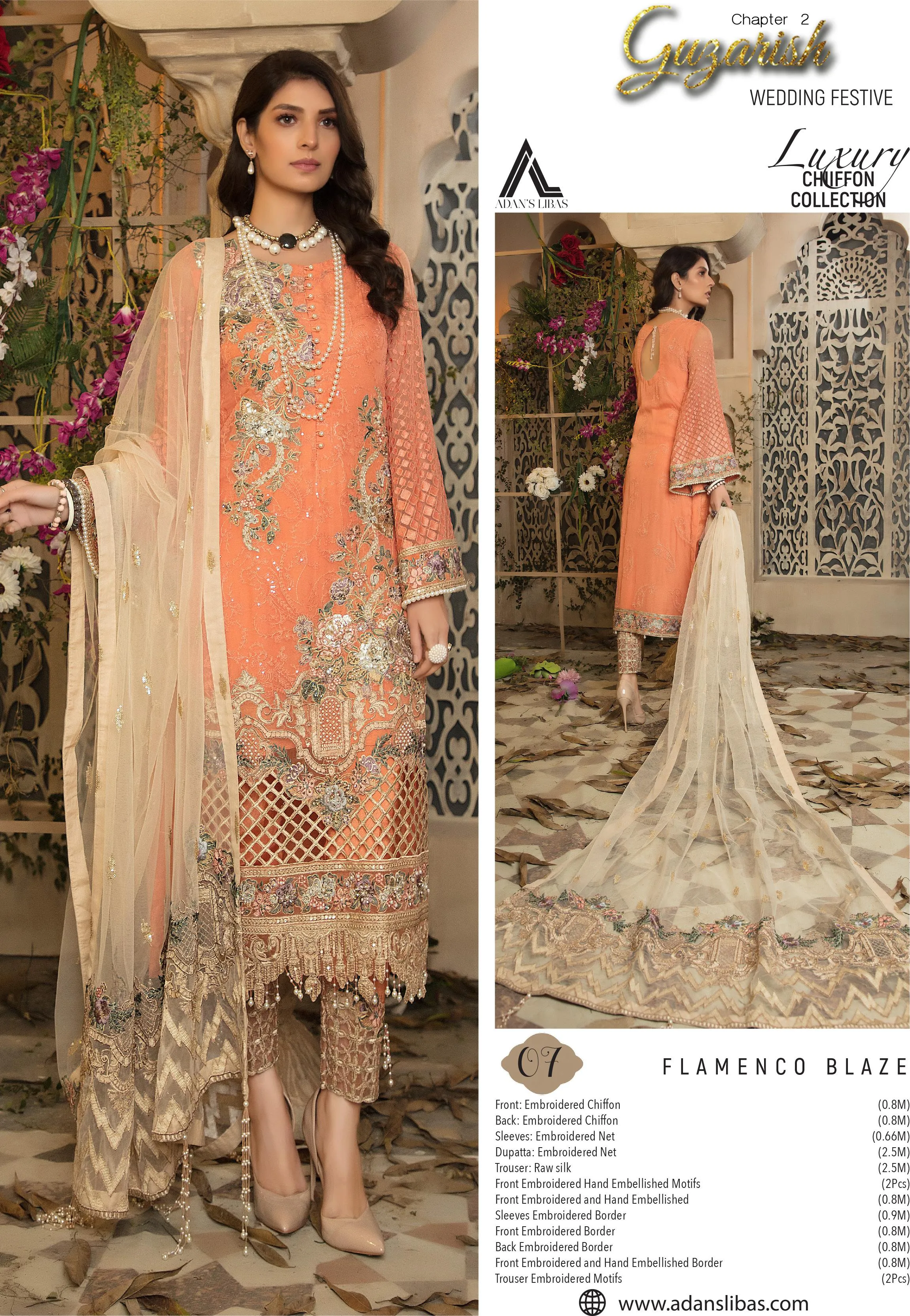 Adan's Libas Guzarish Chapter 2 Wedding Festive Luxury Chiffon Collection 2020 – 7 Flamenco Blaze