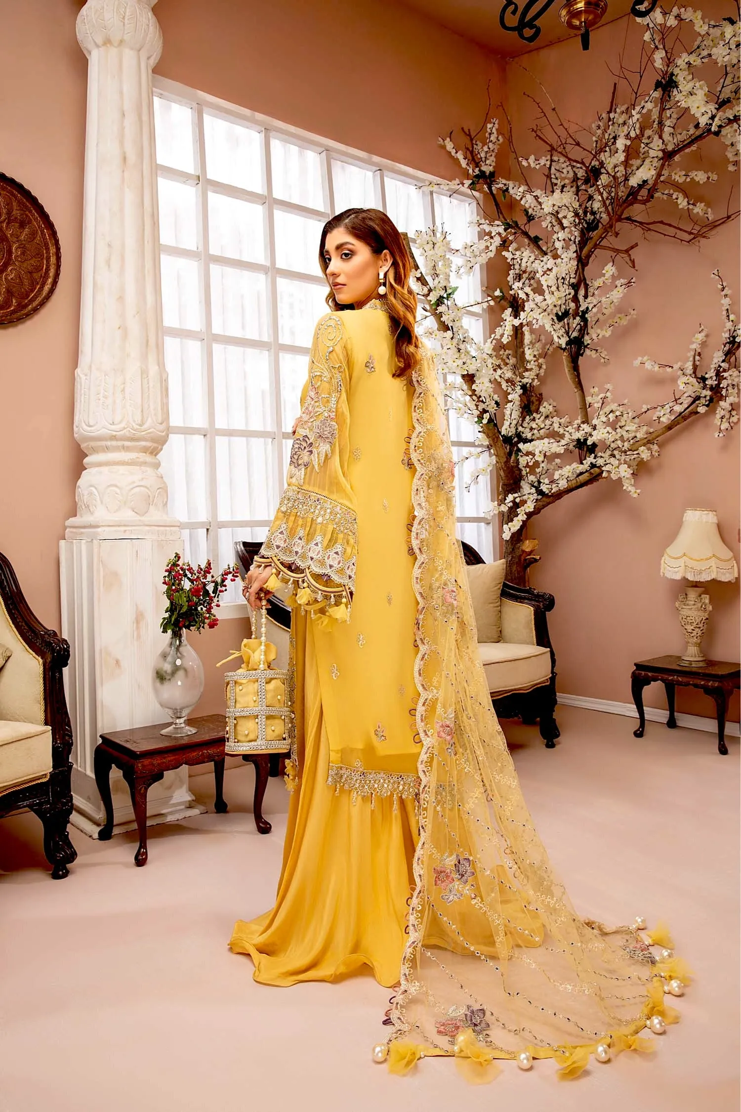 Adan's Libas Luxulia Embroidered Chiffon Collection – Sun Glow