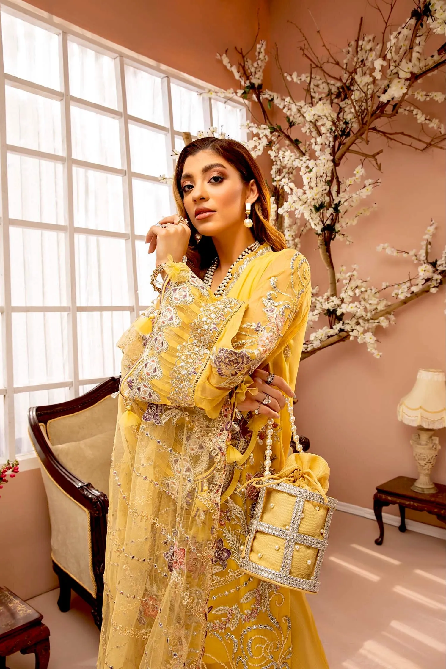 Adan's Libas Luxulia Embroidered Chiffon Collection – Sun Glow