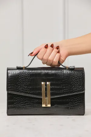 Alfie Structured Croc Bag (Black)