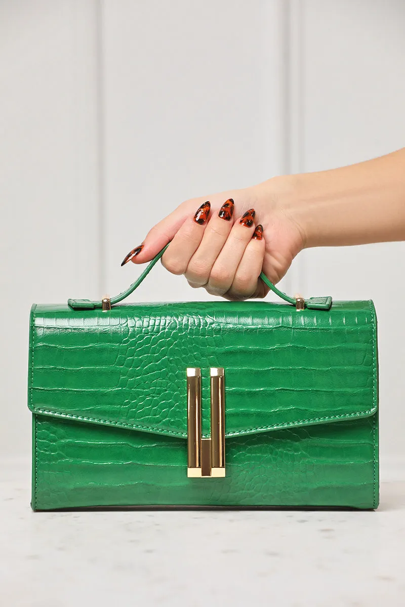 Alfie Structured Croc Bag (Green)