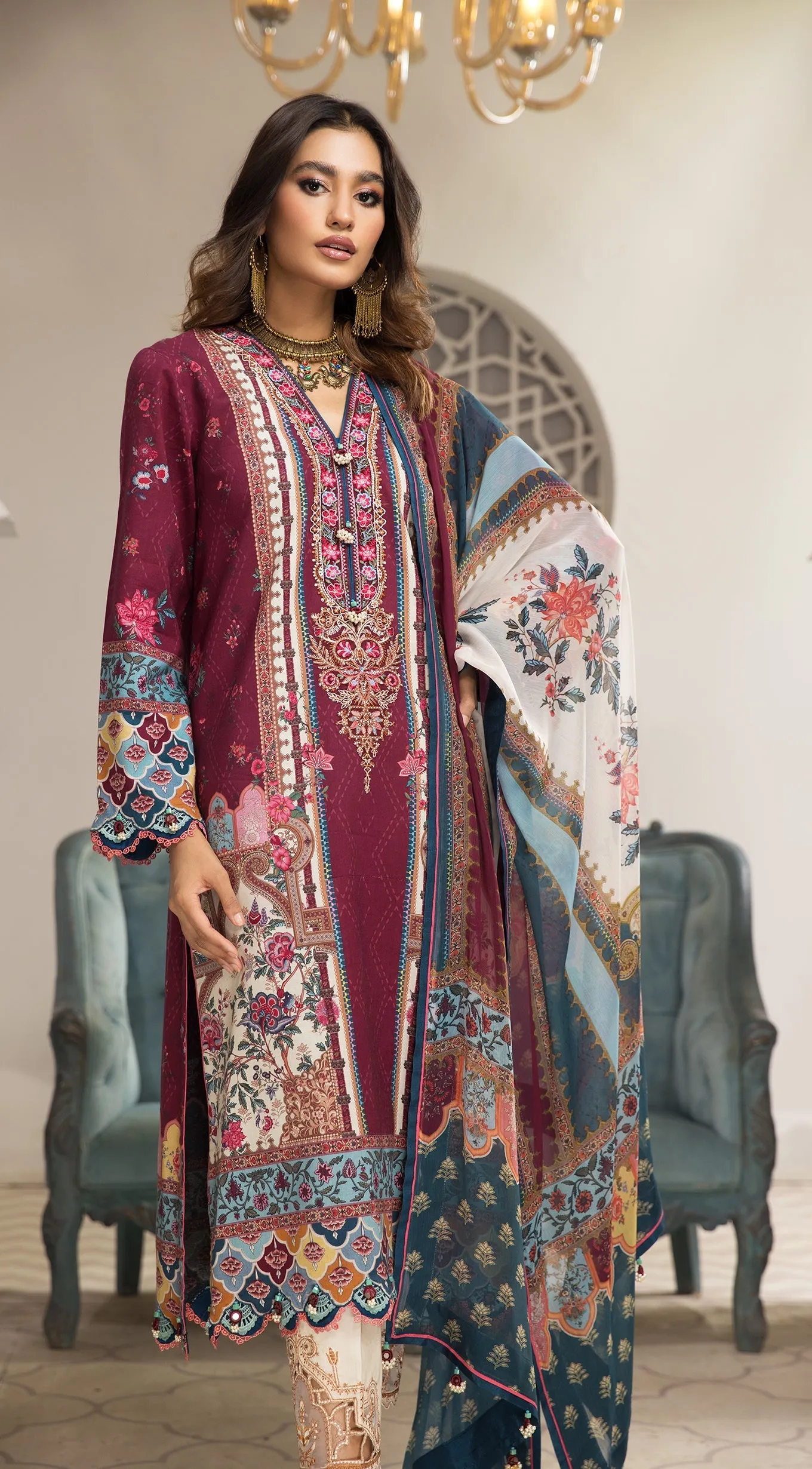 Anaya by Kiran Chaudhry · Nazafreen Embroidered Cambric Collection – ANIQA