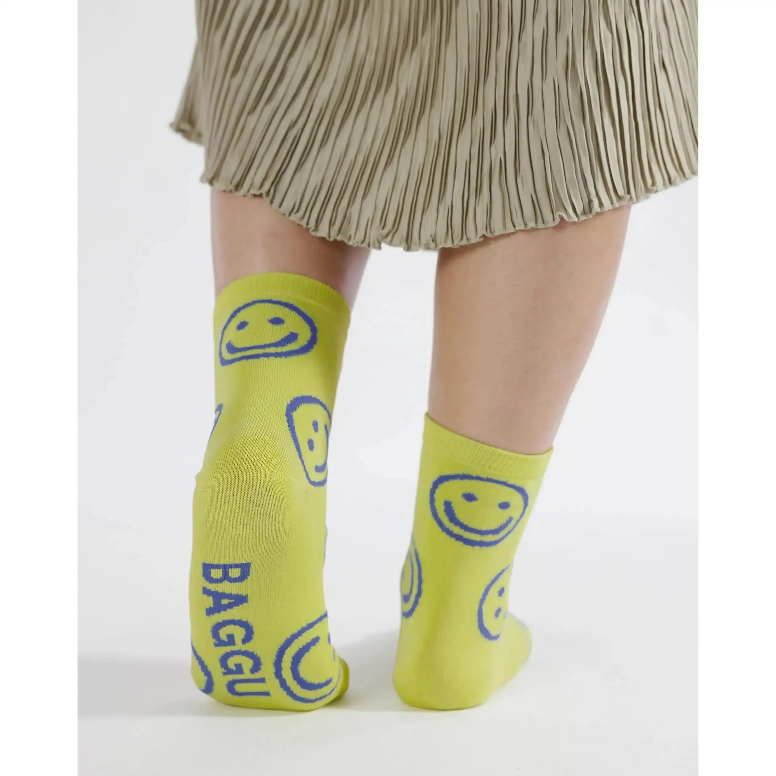 Baggu - Adult crew socks - Citron Happy