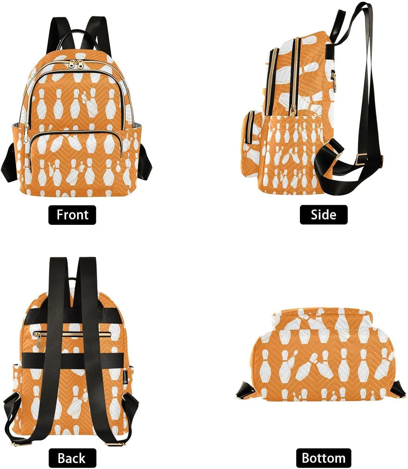 Bowling Pins Pattern Mini Backpack Purse, Waterproof Mini Backpack for Women 8.5 L