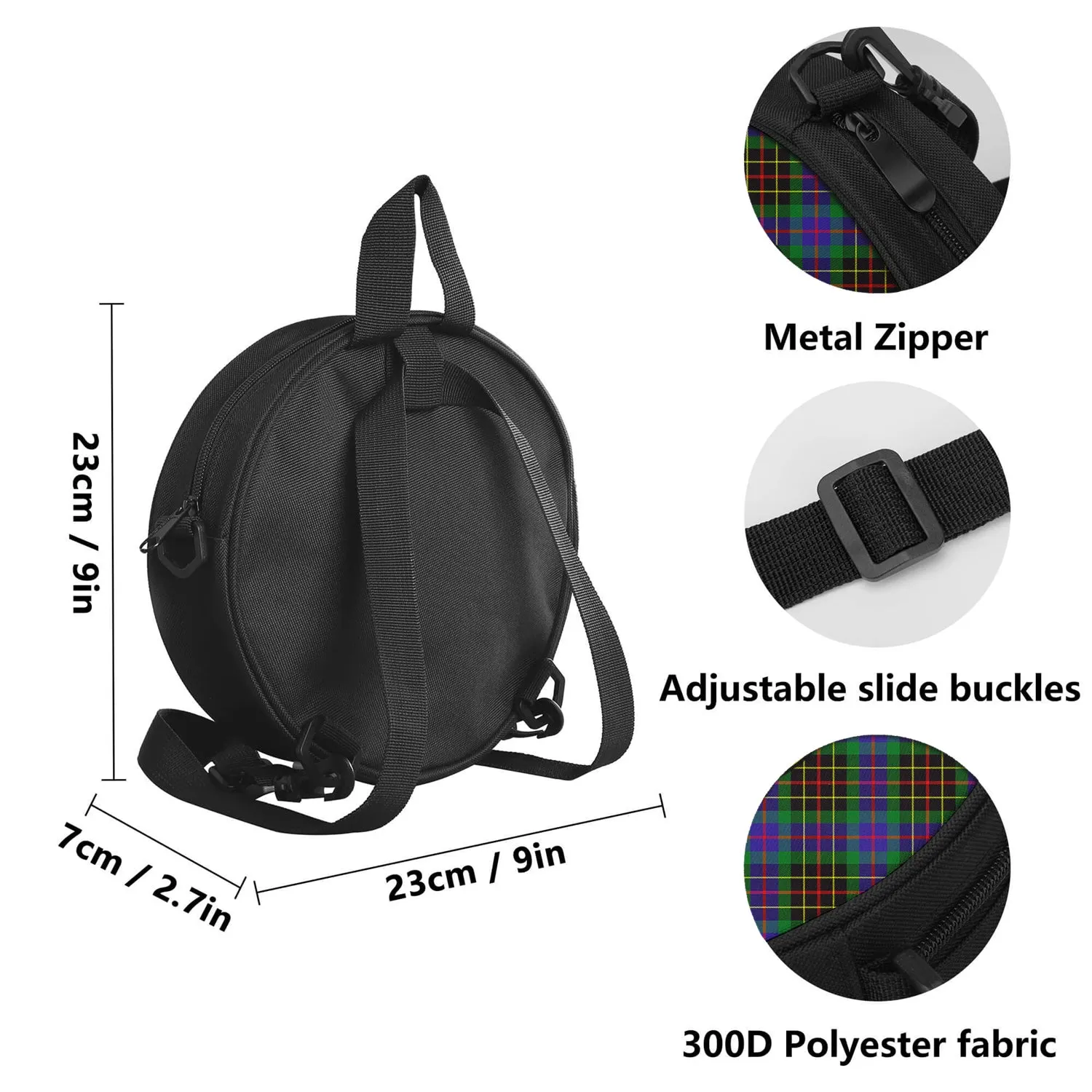 Brodie Hunting Modern Tartan Round Satchel Bags with Family Crest