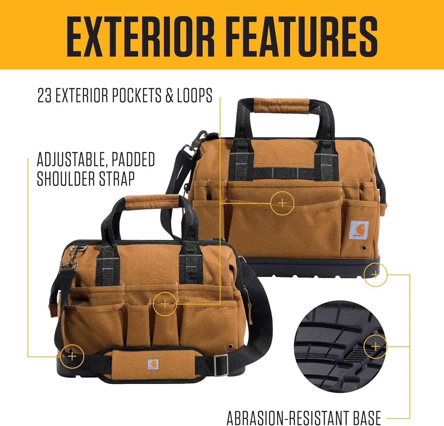 Carhartt Onsite Tool Bag, Durable Water-Resistant, Tool Storage Bag, Heavyweight w/Molded Base, 16-Inch, Carhartt Brown