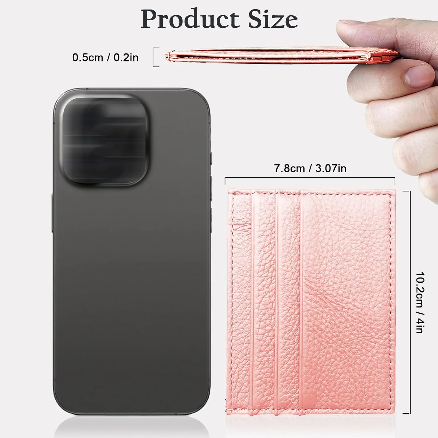 Credit Card Holder Wallet RFID Blocking Slim Credit Card Cases Holder Premium Leather Minimalist Front Pocket Small Wallet with 6 Card Slots and 1 Pockets for Men Women (Pink)
