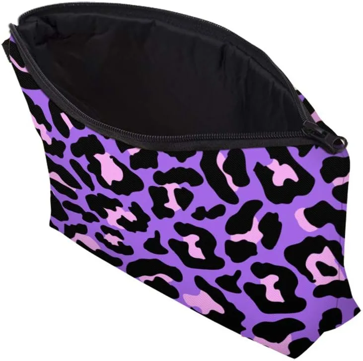 Cute Travel Makeup Bag Cosmetic Bag Small Pouch Gift for Women (Cheetah Print Purple)