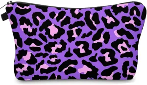 Cute Travel Makeup Bag Cosmetic Bag Small Pouch Gift for Women (Cheetah Print Purple)
