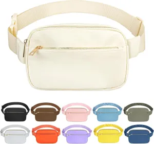 Fashion Fanny Bag-Waist Pack With Adjustable Belt Bag-Unisex Crossbody Pack For Travel Running Hiking-Beige