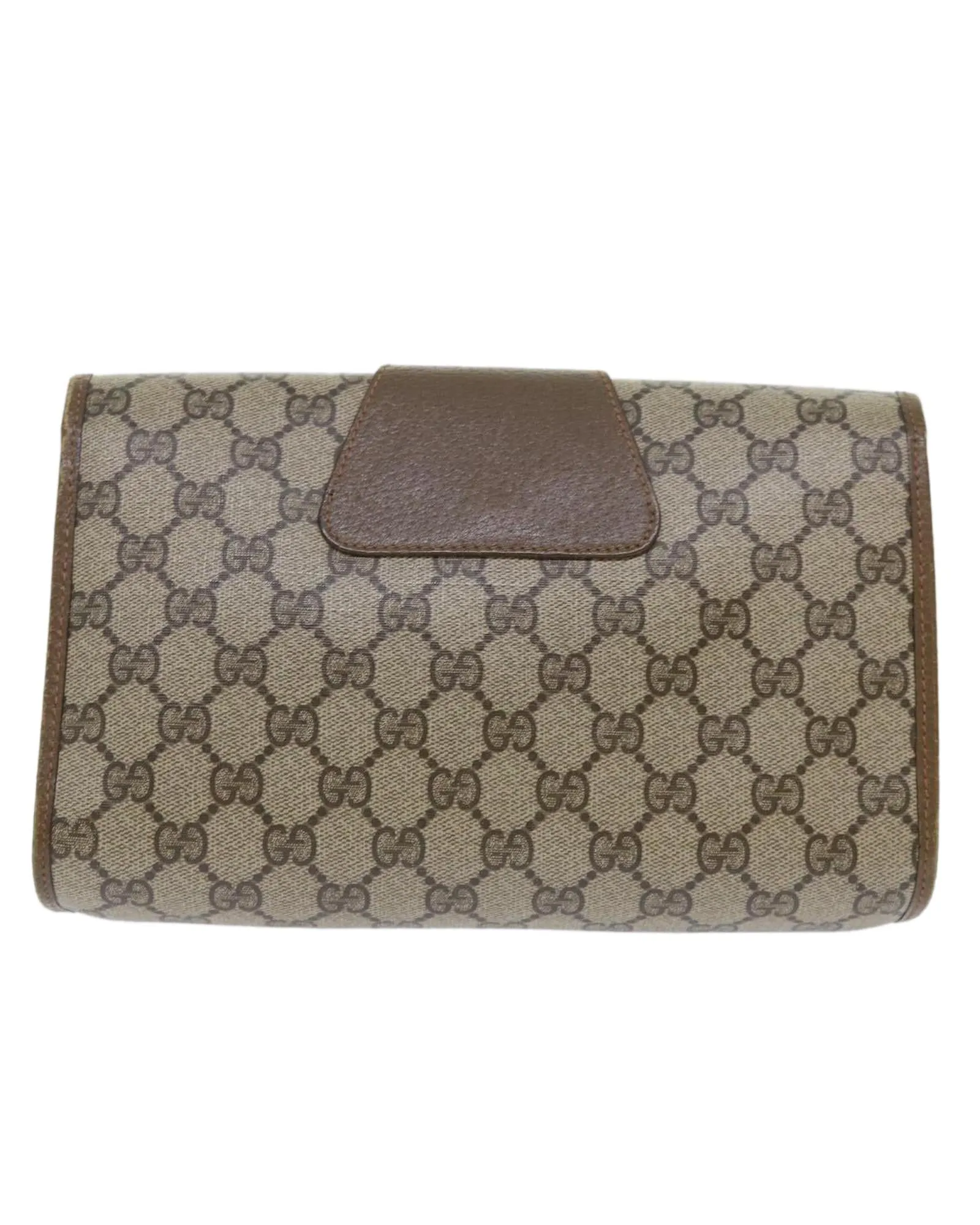 GG Canvas Web Sherry Line Clutch Bag in Beige and Red