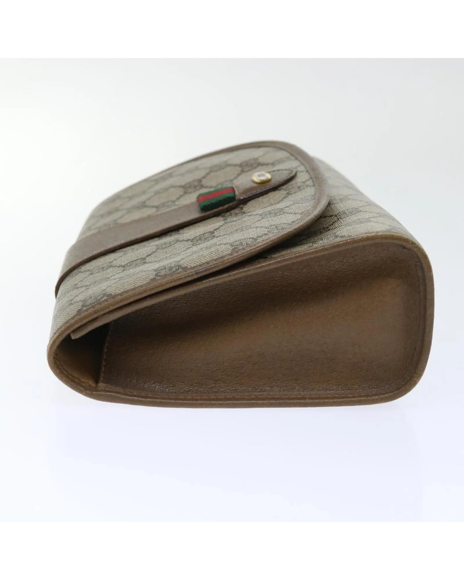 GG Canvas Web Sherry Line Clutch Bag in Beige and Red