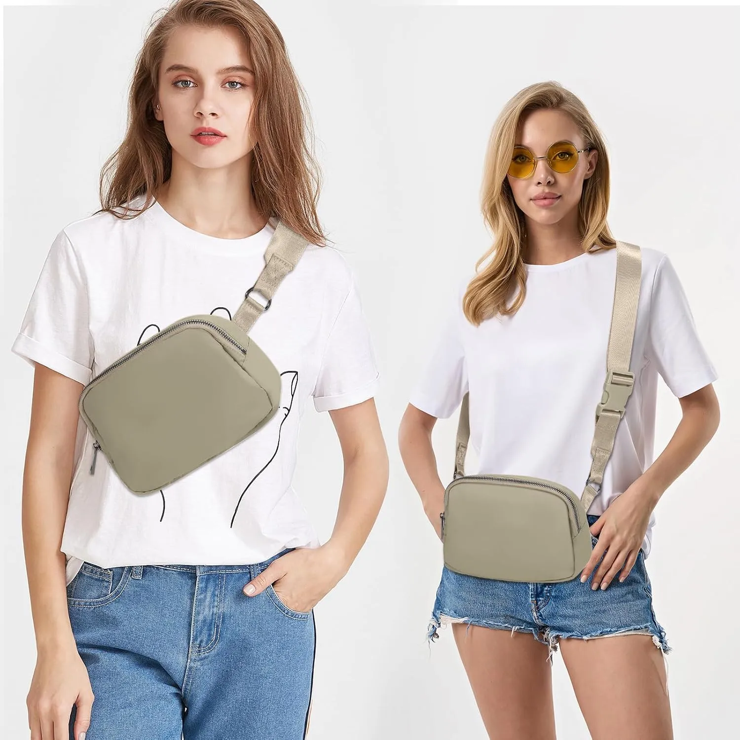 INTINI Everywhere Belt Bag  Large, Crossbody Fanny Pack Women 56 Inch Plus Size Waist Cross Body Fashion Khaki