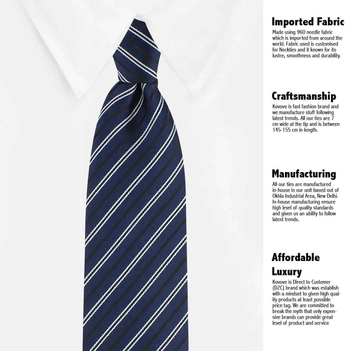 Kovove The Blue Treat Striped Neck Tie For Men