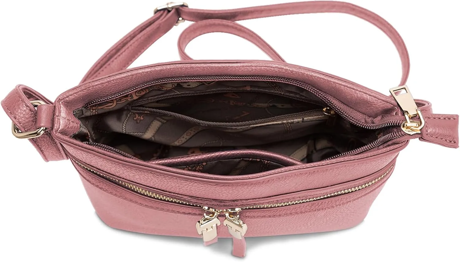 LA TERRE Zipper Pocket Crossbody Bags, Lightweight Medium Crossbody Purses Women's Shoulder Handbags