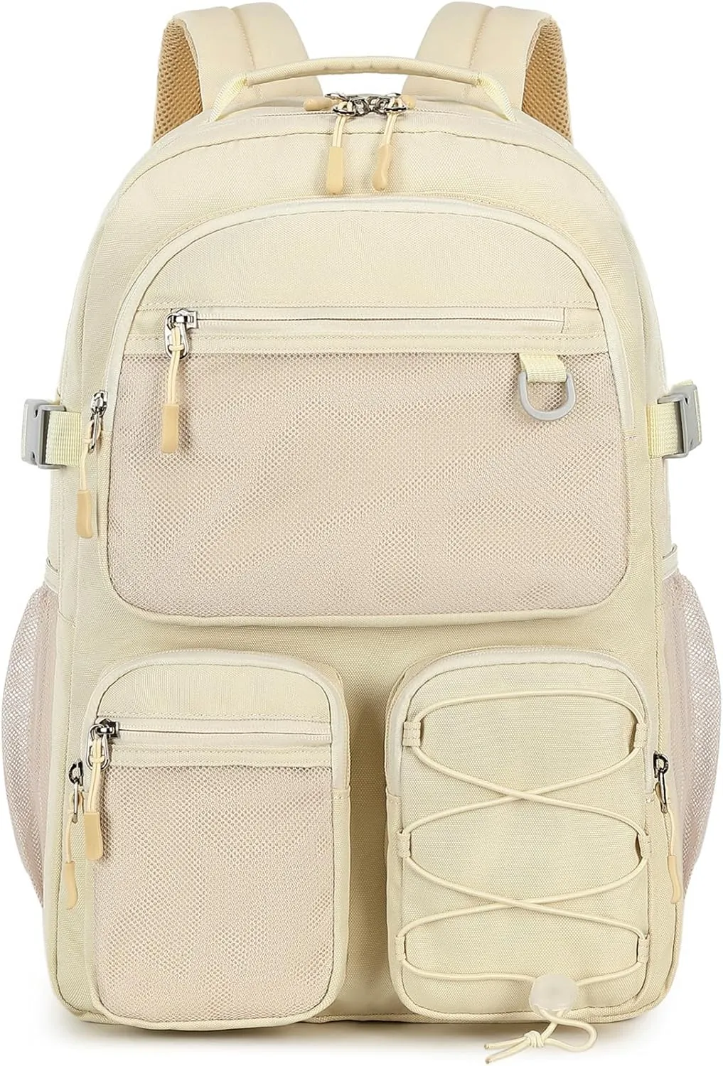 Lohol Water Resistant Backpack with Mulitiple Pockets for Travel Outdoor College, 15.6 inch Laptop Bookbag for Girl and Women (Beige)
