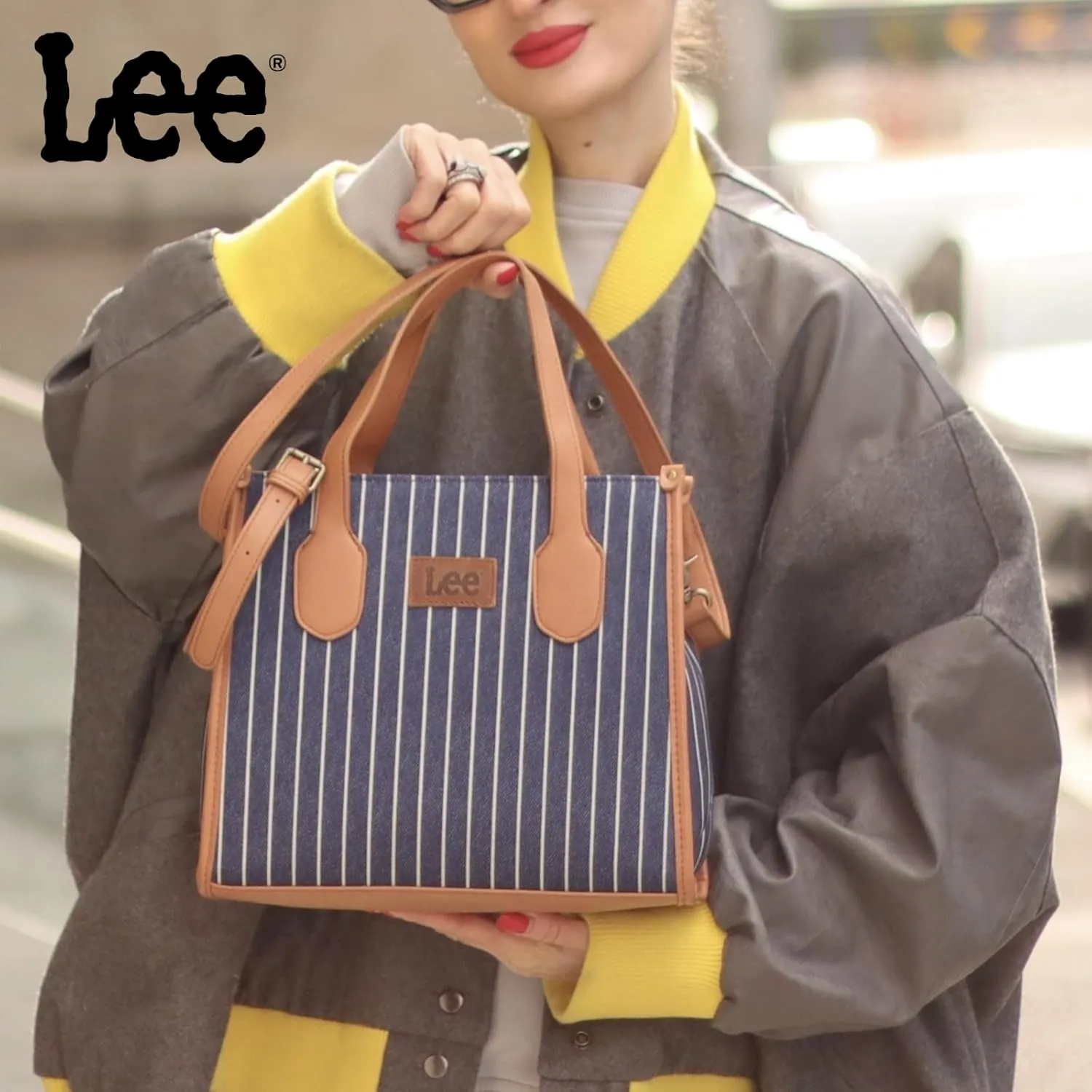 Montana West x Lee Tote Bag for Women Striped Top Handle Handbag with Adjustable Strap