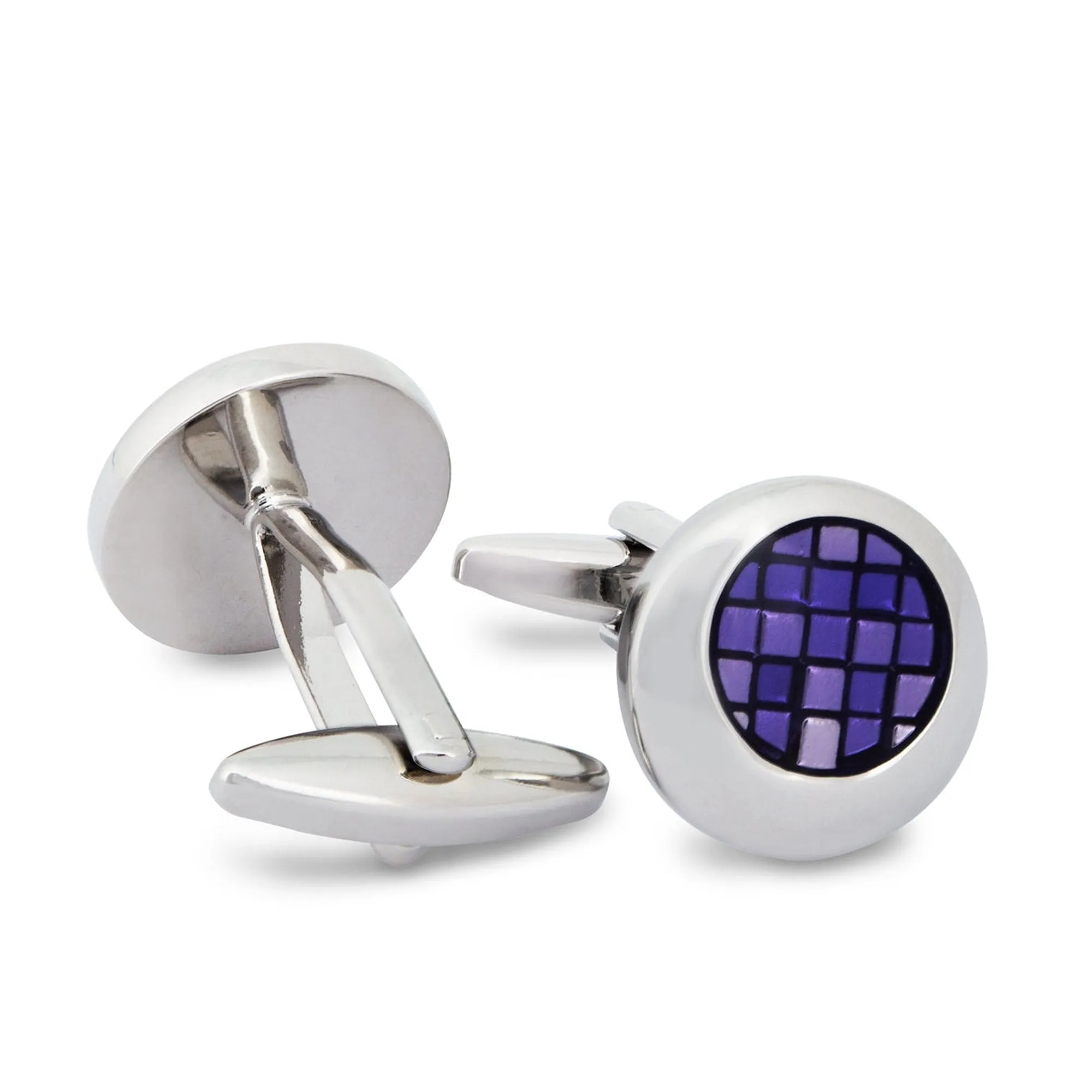Round Off-Centre Purple Cufflinks (Online Exclusive)