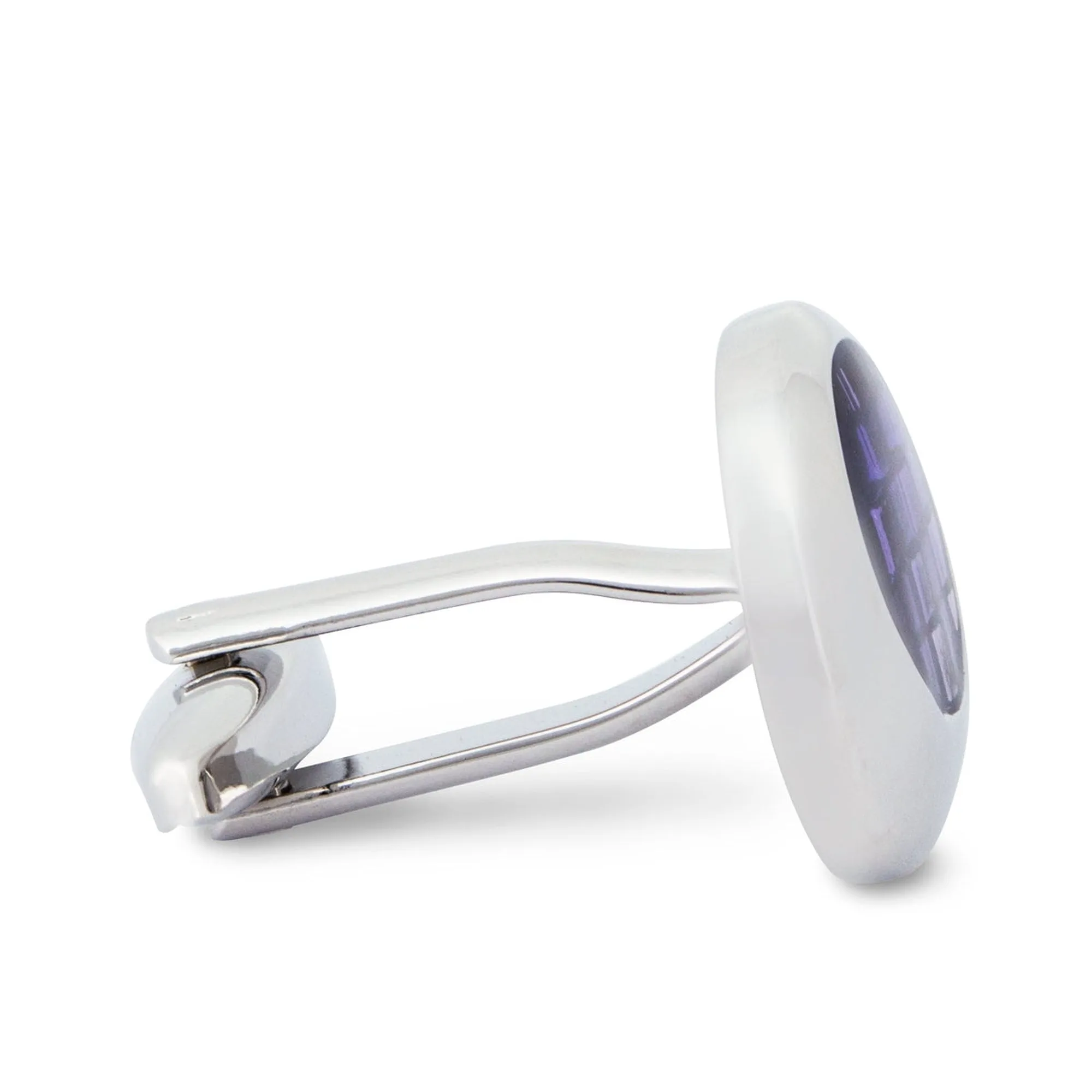 Round Off-Centre Purple Cufflinks (Online Exclusive)