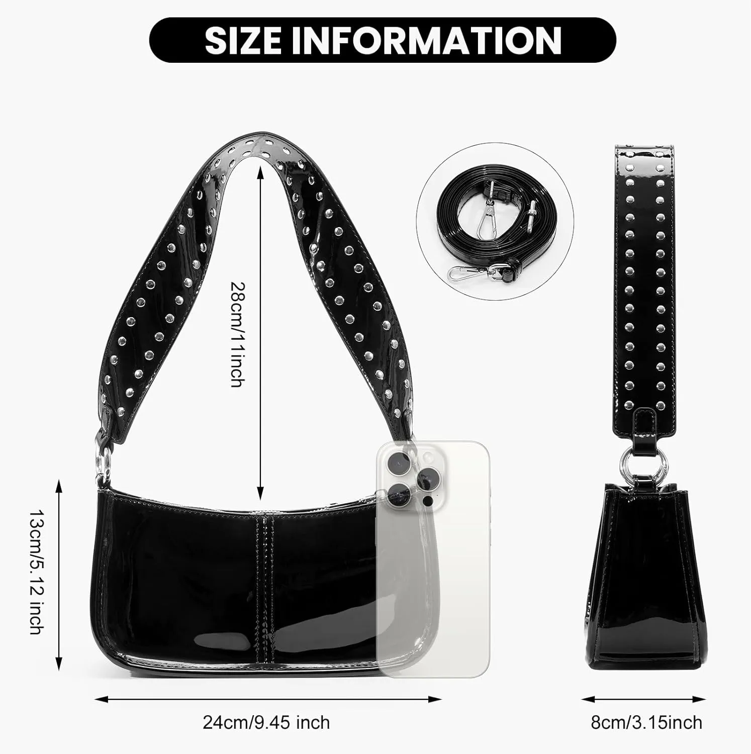 Shoulder Bags for Women Y2k Purse and Handbags Retro Studded Crossbody Bag Small Shoulder Purse Leather Hobo Handbag
