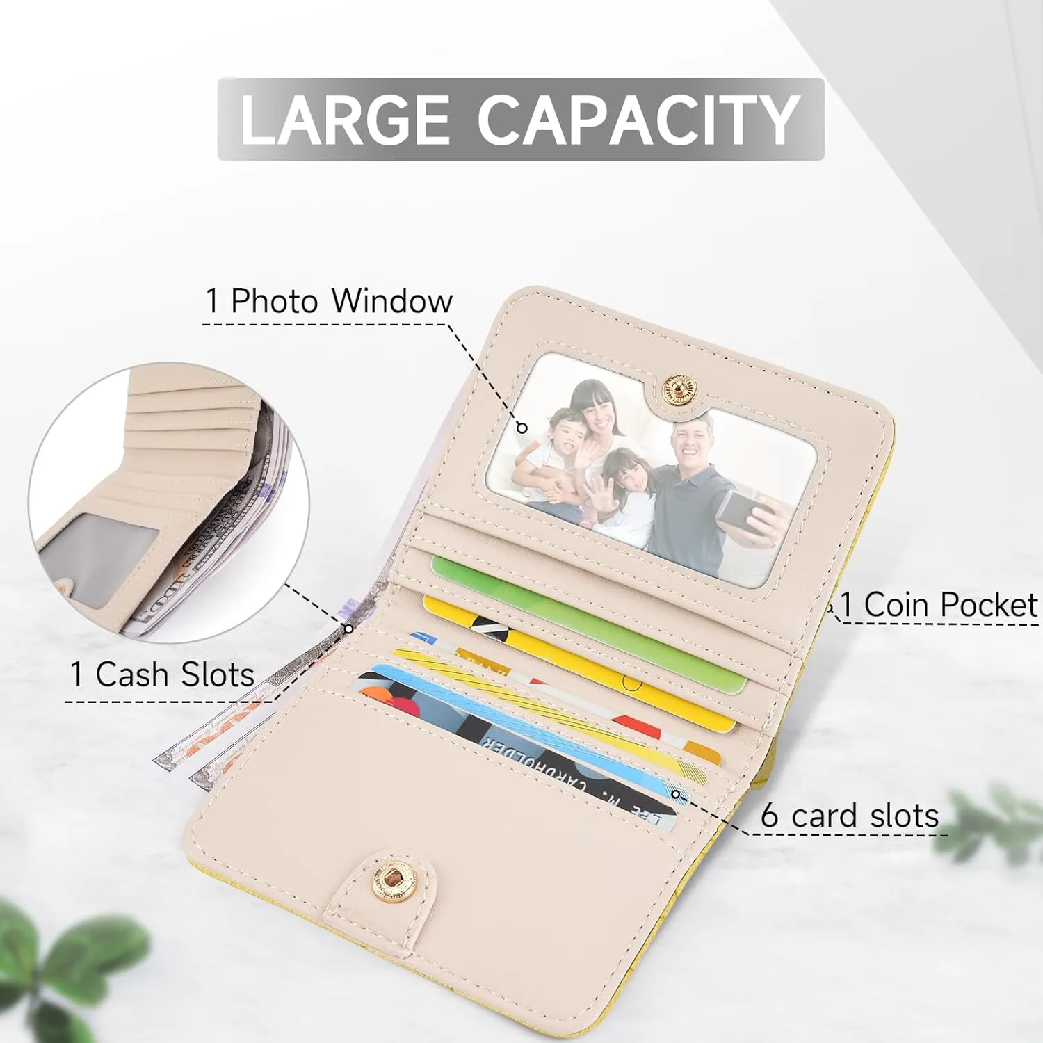 Wallet Women Ultra Slim Thin Small Womens Wallet RFID Blocking Bifold Clutch Long Ladies Wallet Rose YELLOW